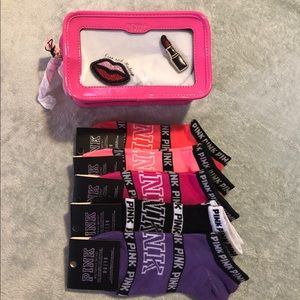 💕Pink VS 5 Pairs Socks & VS Cosmetic Bag💕💕